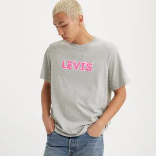 【LEVIS 官方旗艦】男款 寬鬆版短袖T恤 / 粉紅布章Logo / 寬鬆休閒版型 灰 熱賣單品 16143-1072