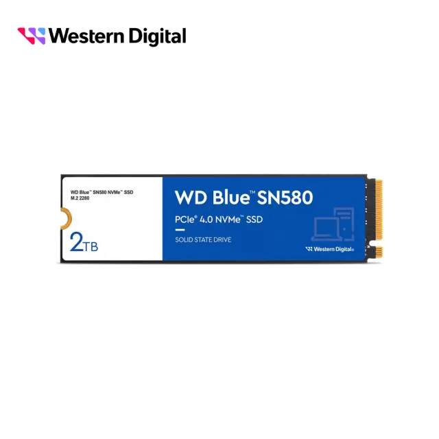 【WD 威騰】藍標 SN580 2TB M.2 PCIe 4.0 NVMe SSD(讀：4150MB/s 寫：4150MB/s)