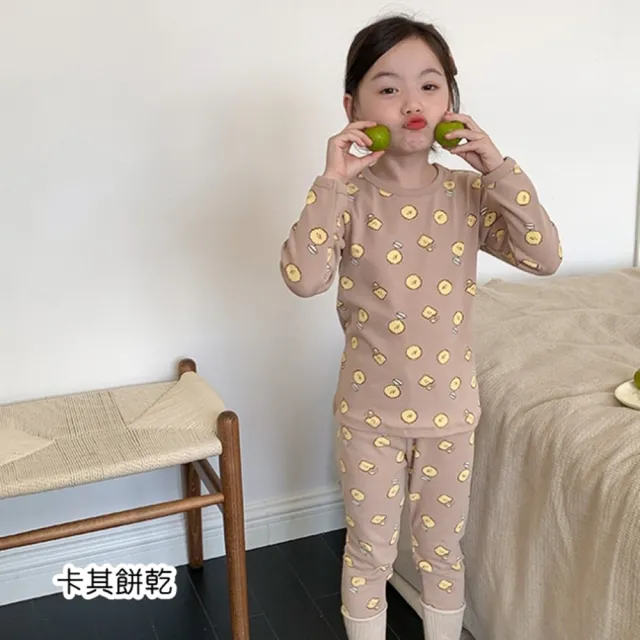 【橘魔法】滾邊滿印磨毛居家服套裝(長袖 長褲 睡衣 男童 女童 大童 兒童 童裝 內搭衣 上衣  衛生衣 保暖)