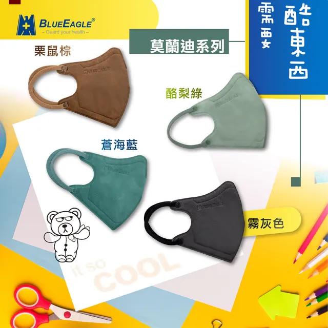 【藍鷹牌】N95立體型兒童醫用口罩 UV系列 10片x2盒(2種尺寸-8色可選)