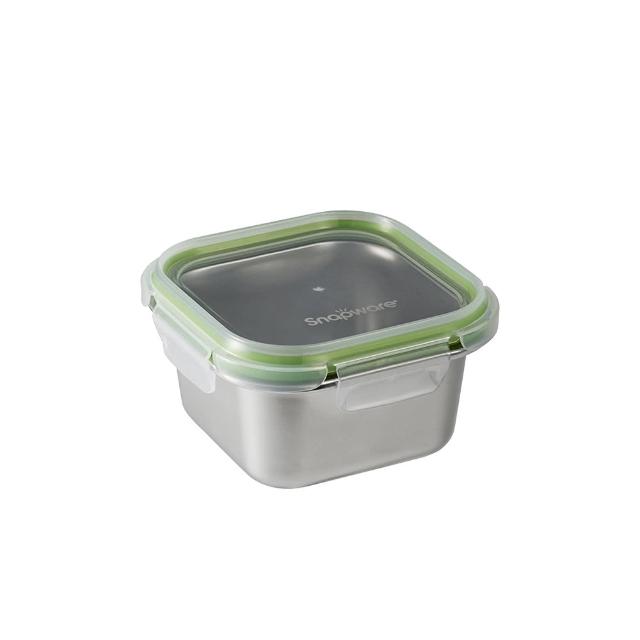 【CorelleBrands 康寧餐具】可微波304不鏽鋼方形保鮮盒640ML