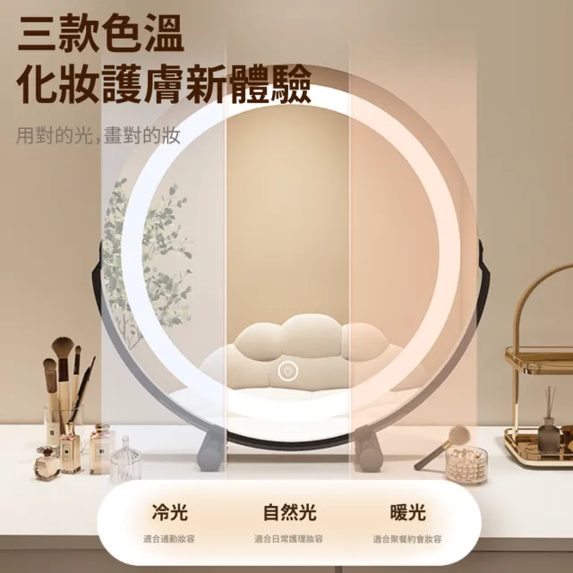 【樂享shop】化妝鏡 LED梳妝鏡(防藍光護眼燈 三色無極調光)