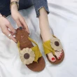【A3】雅致立體花朵造型夾腳涼鞋(質感類麂皮立體花朵造型.軟底)
