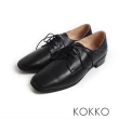 【KOKKO 集團】知性學院復古方頭綁帶牛津鞋(黑色)
