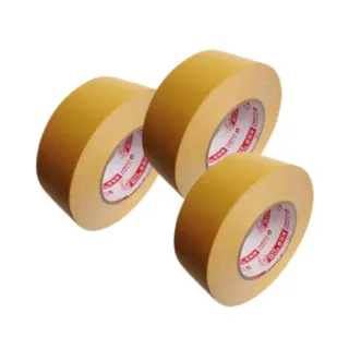 【DEER BRAND 鹿頭牌】雙面布膠帶 50mm 3入 加寬款 雙面膠 海報用高黏不易殘膠(布膠帶 雙面膠 寬雙面膠帶)
