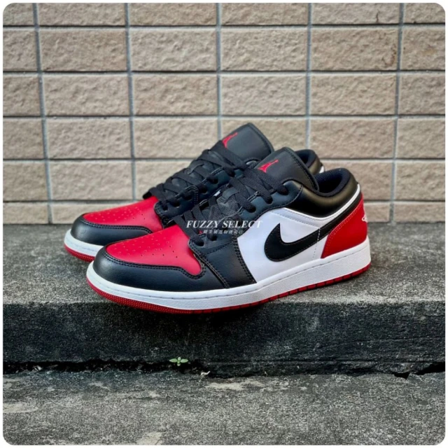 NIKE 耐吉NIKE 耐吉 Air Jordan 1 Low Bred Toe 黑紅 黑頭 男鞋(553558-161)