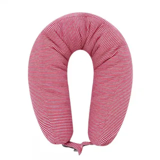 兩用粉色條紋棉被毯U型枕(粉)