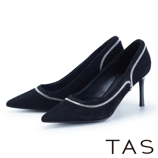 TAS 唯美流線羊皮尖頭高跟鞋(黑色)