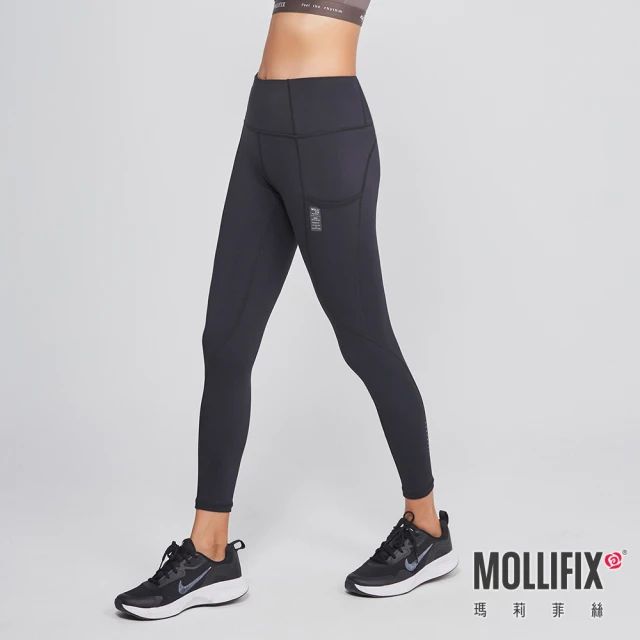 Mollifix 瑪莉菲絲 5度升溫3D版型戶外訓練褲、瑜珈服、Legging(黑)