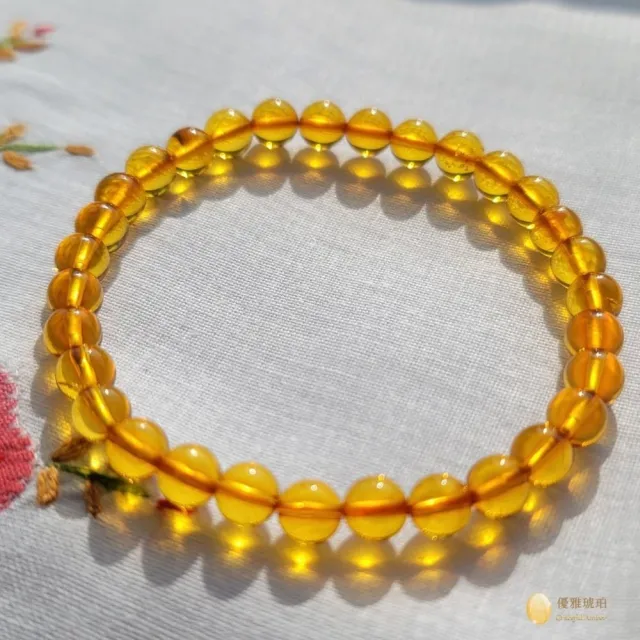 【優雅琥珀】6mm深金色琥珀圓珠手串(晶瑩透亮  光澤優美之圓珠手串)