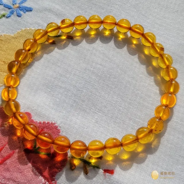 【優雅琥珀】6mm深金色琥珀圓珠手串(晶瑩透亮  光澤優美之圓珠手串)