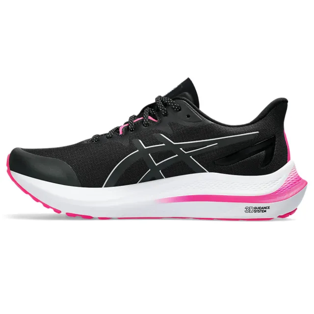 【asics 亞瑟士】慢跑鞋 女鞋 運動鞋 緩震 GT-2000 12 LITE-SHOW 黑白粉 1012B578-001