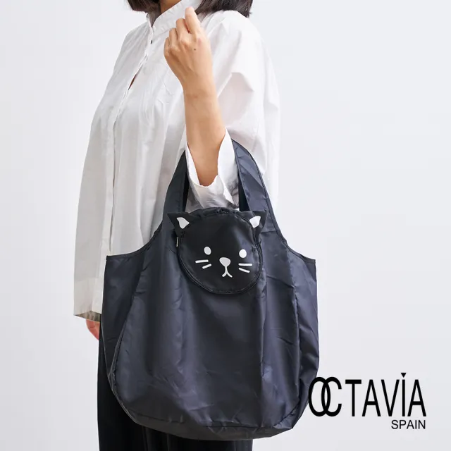 【OCTAVIA 8】OCTAVIA8 - 黑貓收納隨身購物袋- CAT黑(購物袋)