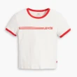 【LEVIS 官方旗艦】女款 復古滾邊短版T恤 / 修身版型 / 運動Logo 牛奶白 熱賣單品 A3519-0004
