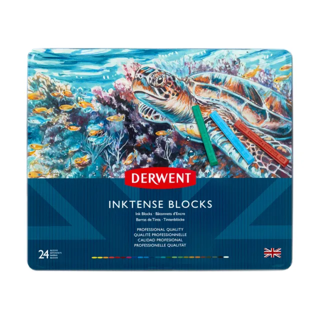 【Derwent 德爾文】INKTENSE BLOCKS 水墨彩條24色-鐵盒裝