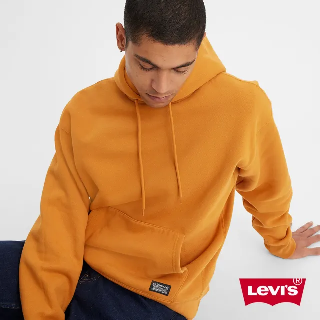 【LEVIS 官方旗艦】滑板系列 男款 寬鬆版超重磅口袋帽T / 550GSM厚棉 深褐棕 熱賣單品 A1008-0005