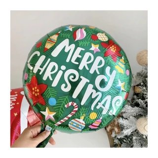 聖誕節佈置圓形鋁模氣球1顆(聖誕節 派對 氣球佈置 耶誕 裝飾 布置)