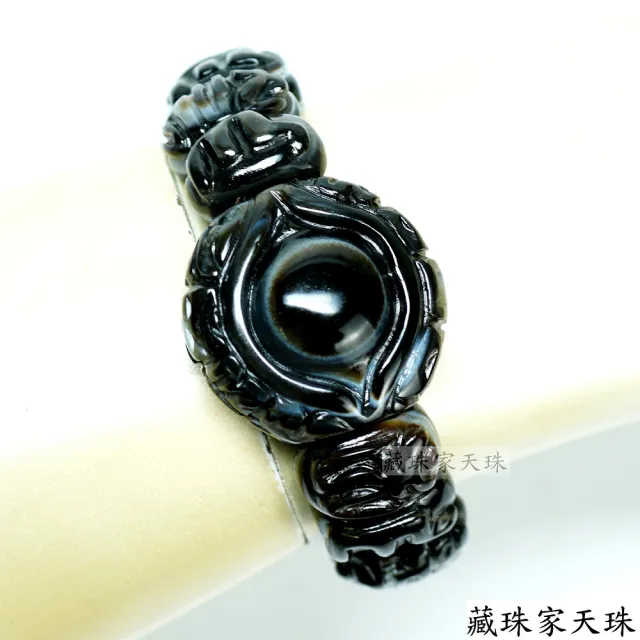 【藏珠家】精品財咒天眼+黃財神天珠手鍊-中手排