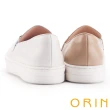 【ORIN】經典馬銜釦真皮平底樂福鞋(白色)