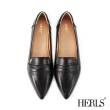 【HERLS】樂福鞋-尖頭便仕平底樂福鞋(黑色)