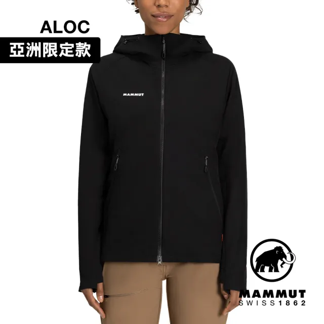 【Mammut 長毛象】Macun 2.0 SO Hooded Jacket AF W 日系防潑水軟殼連帽外套 黑色 女款 #1011-00802