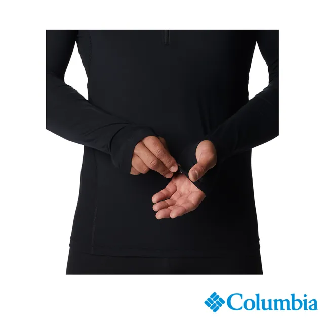 【Columbia 哥倫比亞 官方旗艦】男款-Omni-Heat鋁點保暖快排半開襟內著上衣-黑色(UAM63300BK/HF)