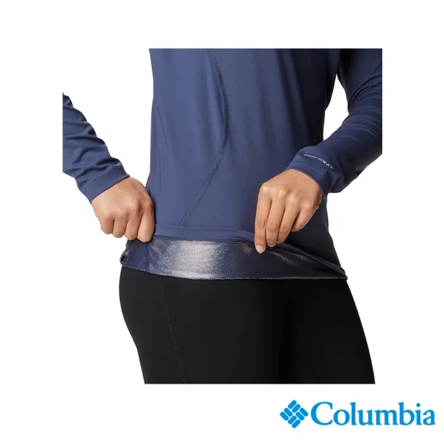 【Columbia 哥倫比亞 官方旗艦】女款-Omni-Heat鋁點保暖快排內著上衣-深藍(UAL67630NY/HF)