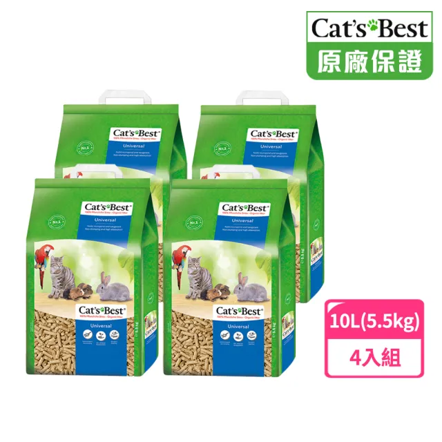 【CAT’S BEST 凱優】崩解木屑砂藍標粗砂-10Lx4入(貓砂/木屑砂/環保砂/松木砂/小動物砂)