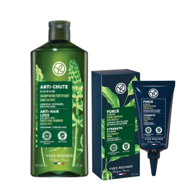 【YVES Rocher 伊夫黎雪】活力健髮頭皮豐盈組(洗髮露300ml+頭皮精華75ml)