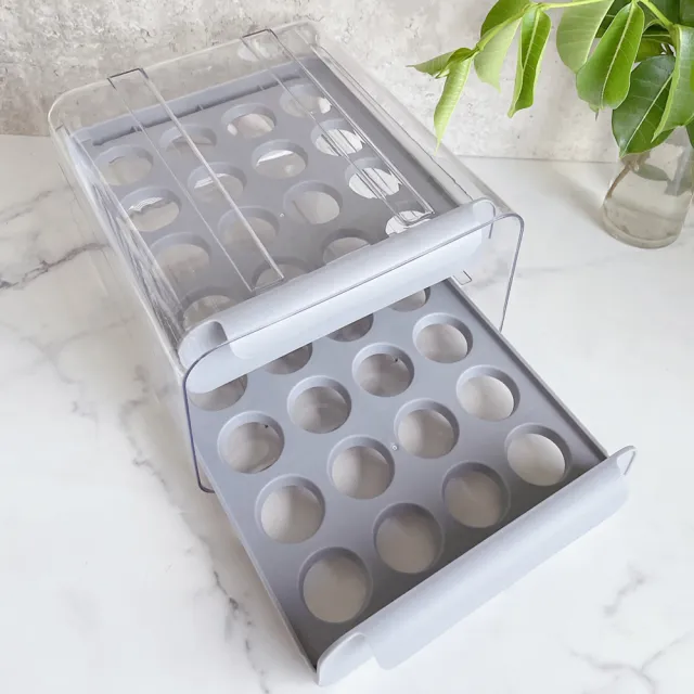 抽屜式透氣雙層雞蛋盒(雞蛋收納 雞蛋架 保鮮盒)