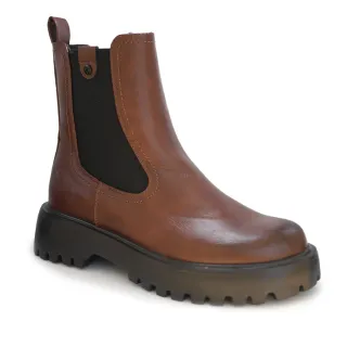 【heavenlyfeet】英國舒適休閒女鞋 切爾西厚底短靴-Alana(可可色)