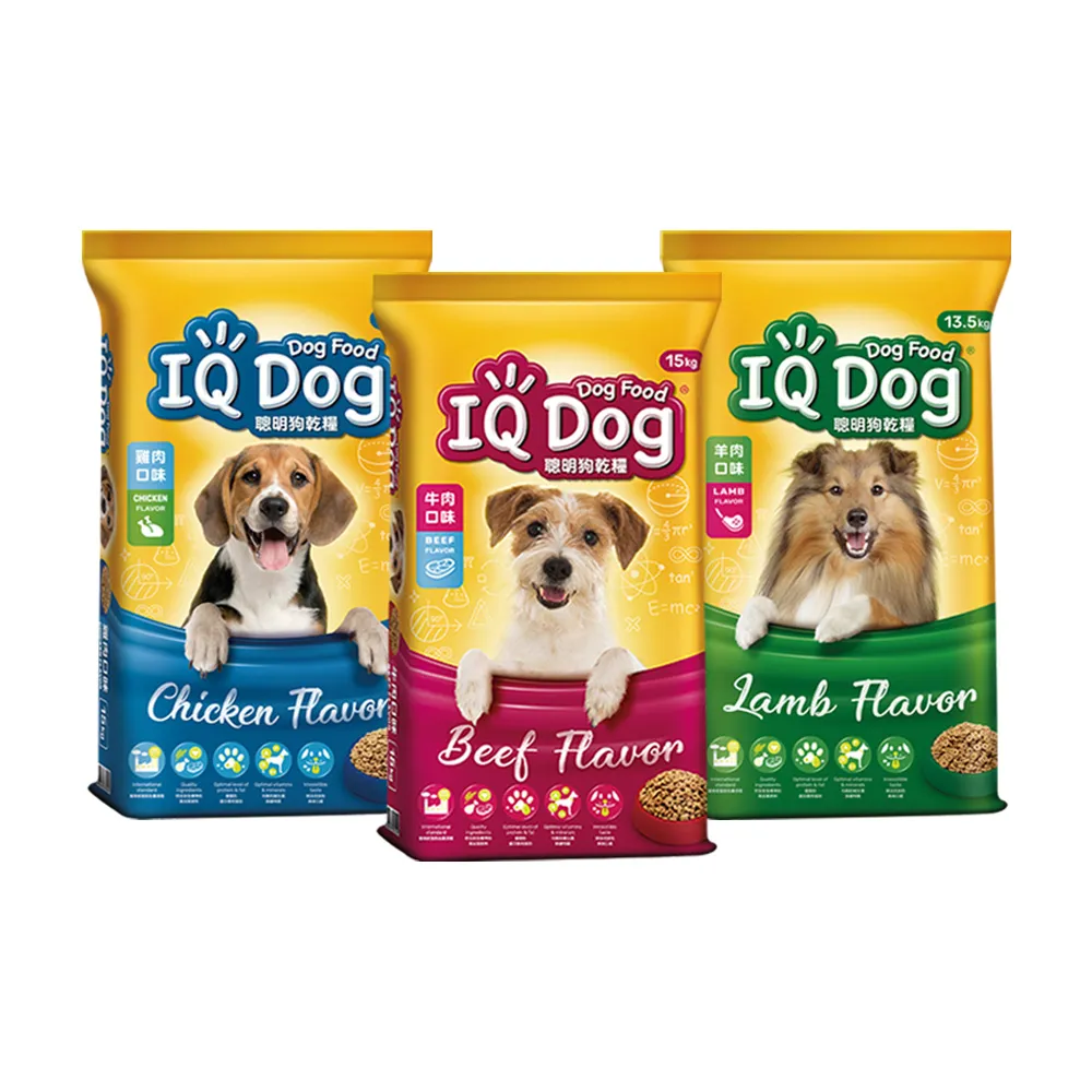 【IQ DOG】聰明狗乾糧-多種口味 13.5-15KG(任選兩包)(狗飼料)