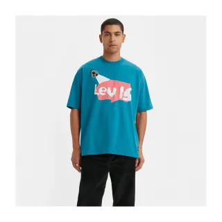 【LEVIS 官方旗艦】滑板系列 男款 重磅寬鬆版短袖T恤 / 街頭塗鴉印花 / 210GSM厚棉 藍 人氣新品 A1005-0016