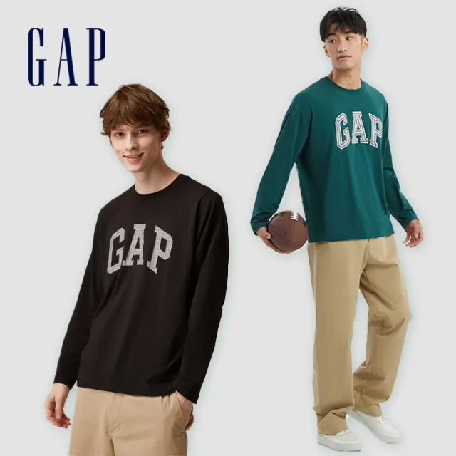 【GAP】男女同款 Logo純棉圓領長袖T恤-多色可選(817125)