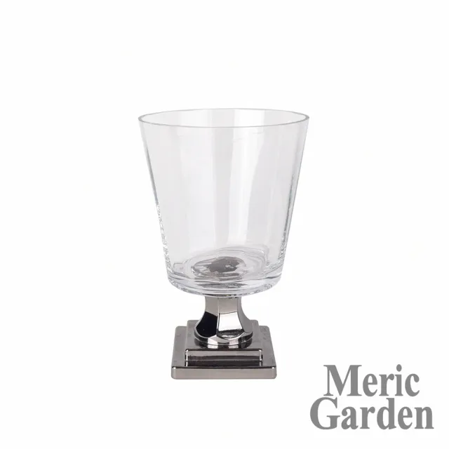 【Meric Garden】北歐輕奢羅馬高腳鍍銀裝飾玻璃花瓶_S