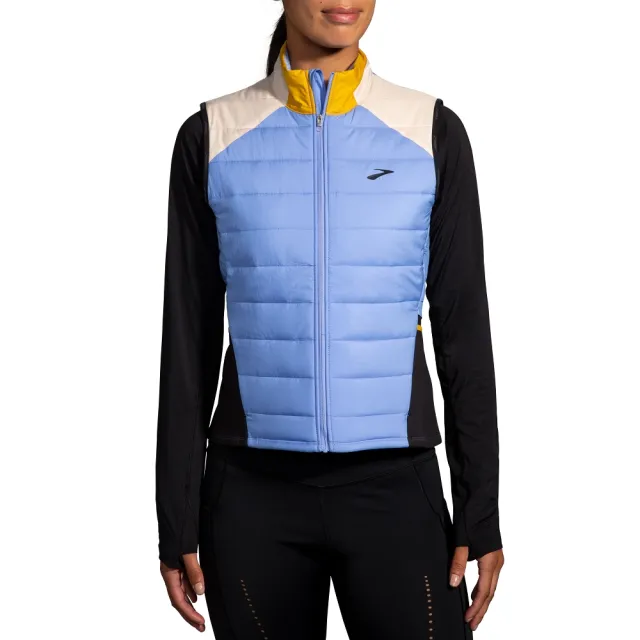 【BROOKS】女 Shield Hybrid 女保暖背心2.0_薰衣草藍/日晷黃/黑(221556430)