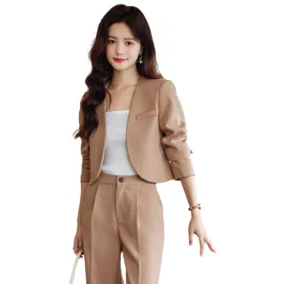 【Alishia】簡約素色凍齡女士時尚西裝外套(現+預 黑 / 米白 / 卡其)