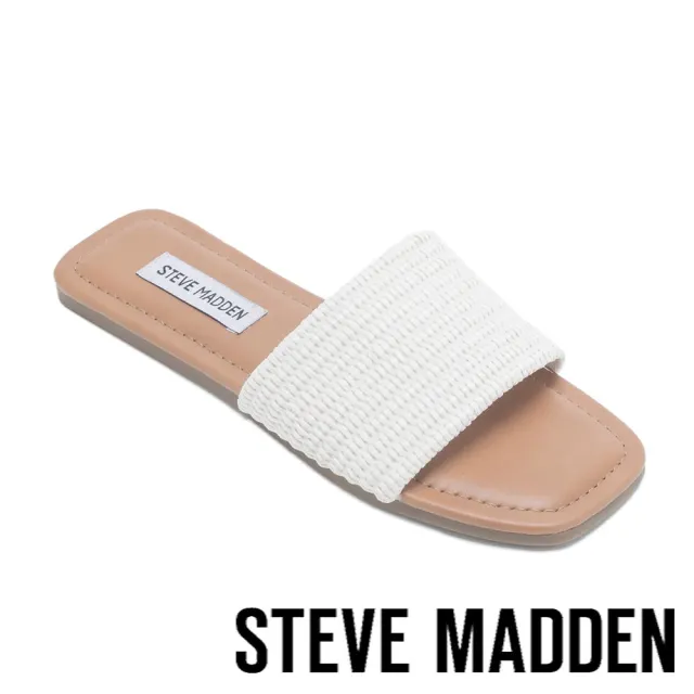 【STEVE MADDEN】THAILAND 編織寬面平底涼拖鞋(白色)