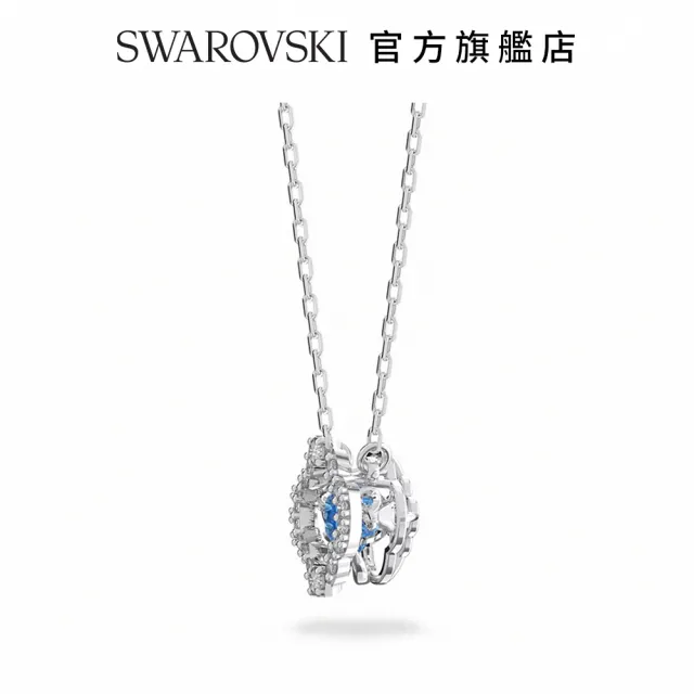 【SWAROVSKI 官方直營】Sparkling Dance 項鍊 藍色 鍍銠 交換禮物
