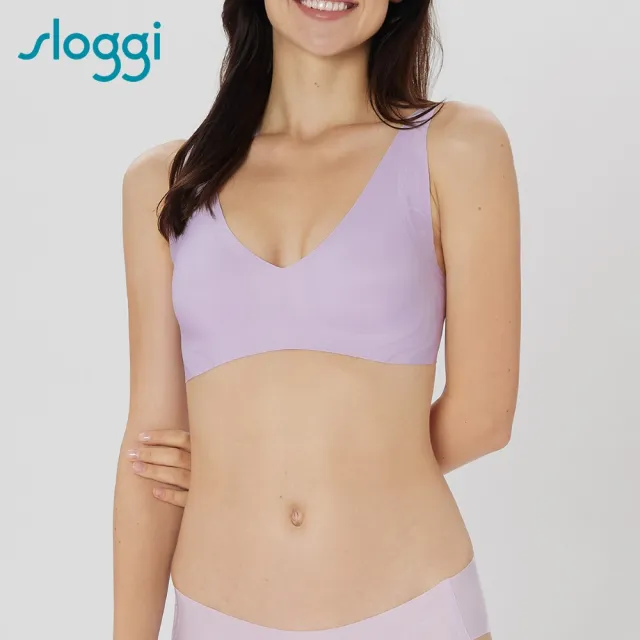 【sloggi】NEW ZERO FEEL SOFT BRA 全新零感系列後扣式V領內衣(微醺紫)