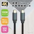 【TeZURE】100W Type-C to Type-C 黑色1米(支援蘋果PD3.0 相容android向下支援)