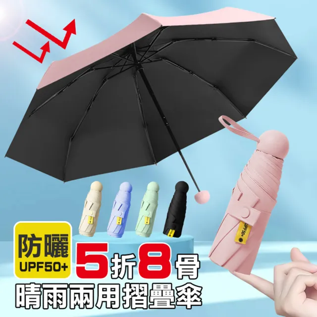 【TengYue】抗UV八骨五折迷你晴雨傘(折疊傘 口袋傘 膠囊傘)