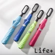 【Life+】dazzling 黑膠環扣自動傘/輕量傘/陽傘/摺疊傘(8骨環扣傘 勾勾傘 自動勾勾傘 晴雨傘)
