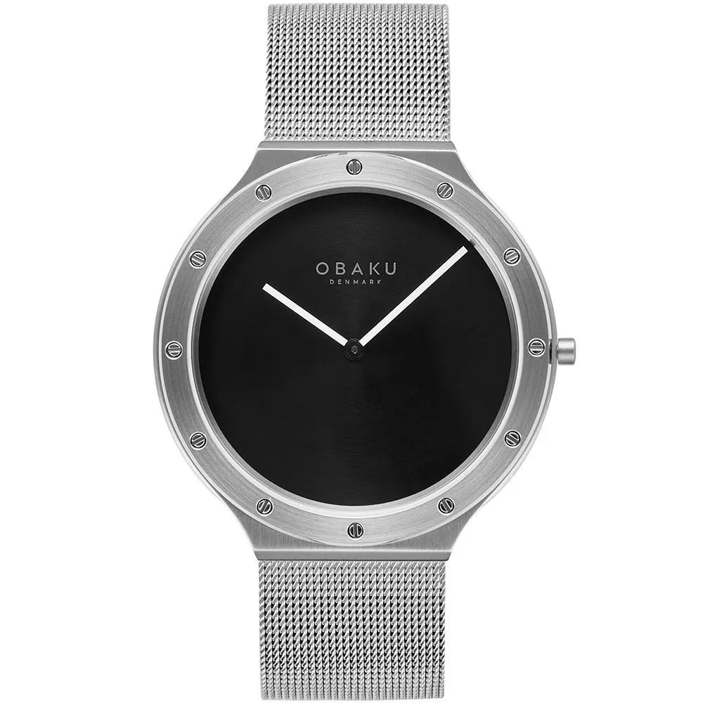 【OBAKU】簡單生活米蘭時尚腕錶-銀X黑(V285GXCBMC)