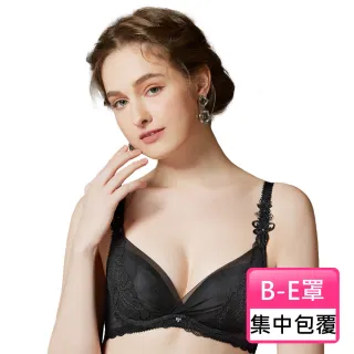 【Swear 思薇爾】迷蝶香系列B-E罩蕾絲刺繡集中包覆女內衣(黑色)