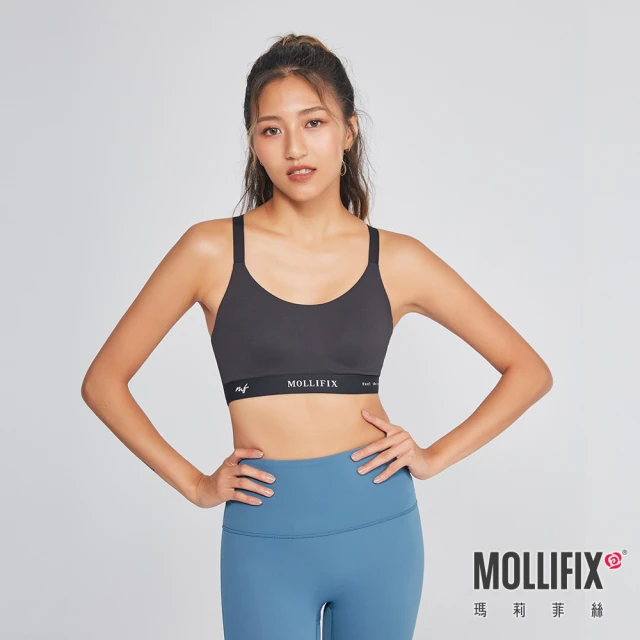 Mollifix 瑪莉菲絲 3D防震交叉美背運動內衣(黑)好