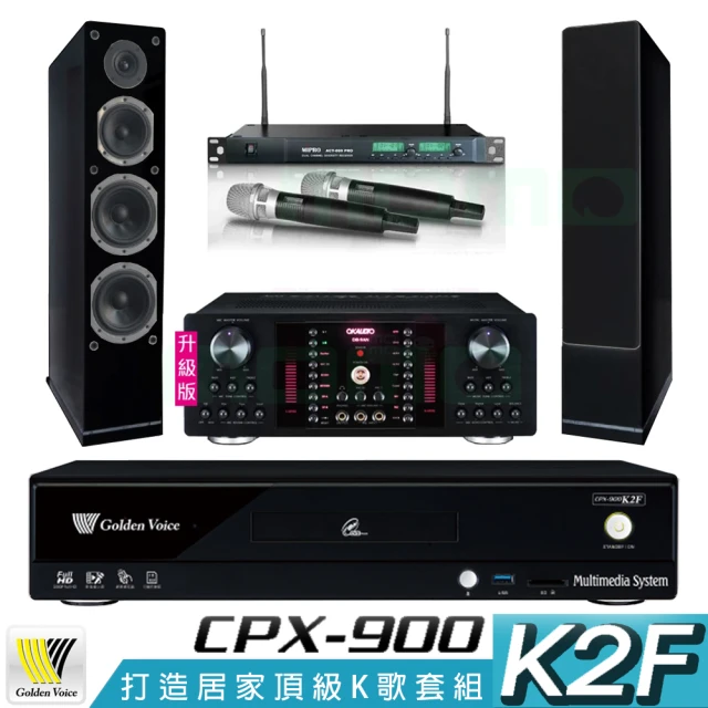 金嗓金嗓 CPX-900 K2F+OKAUDIO DB-9AN+ACT-869PRO+AS-168 黑(4TB點歌機+擴大機+無線麥克風+喇叭)