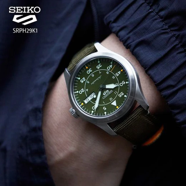 SEIKO 精工 5 Sports 軍風帆布錶帶機械錶-39.4mm(4R36-10A0G/SRPH29K1)