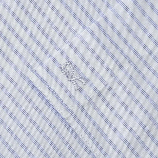 【ROBERTA 諾貝達】台灣製 吸濕排汗 清爽舒適 條紋短袖襯衫(藍白)