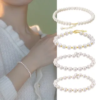 【City Diamond 引雅】網路獨家 天然珍珠 4-5mm 隔珠 開口式 手鍊-多款任選(職人工藝系列)